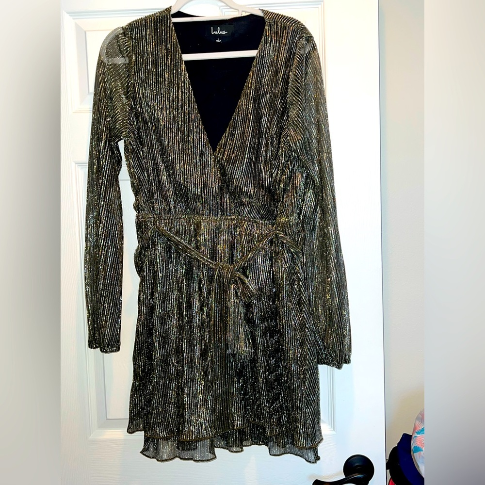 Lulus black and gold shimmer dress. Worn once